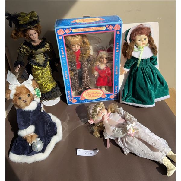 Porcelain and Cloth Dolls, 6 Pieces
