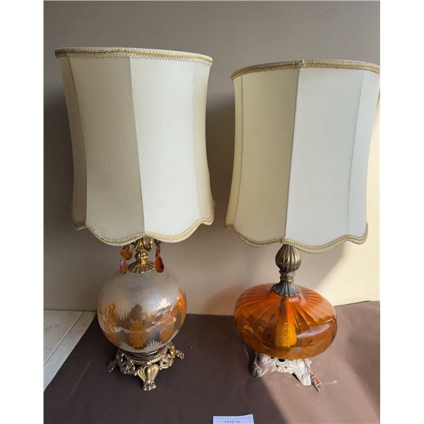 Ornate Glass Table Lamps with Shades