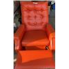 Image 3 : Orange Vinyl Recliner Chair with Tufted Back