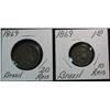Image 1 : 203. Brazil 1869 10-Reis & 1869 20-Reis.VF-EF.