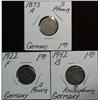 Image 1 : 220. Germany 1875A, 1922F & 1942B 5-Pfennig Coins.
