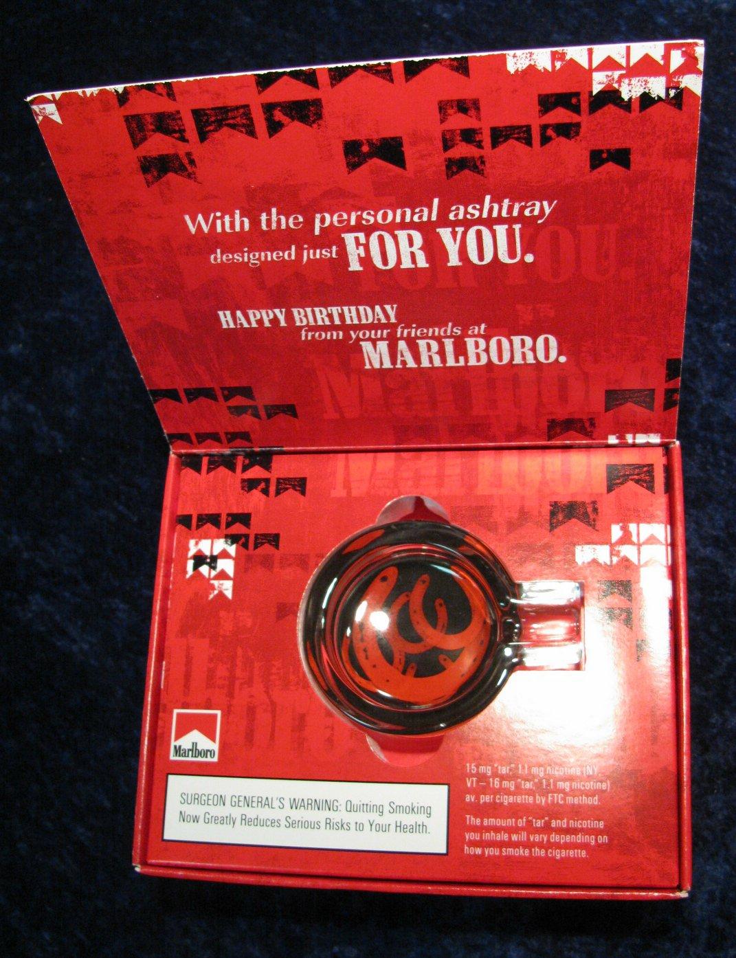 266. Marlboro Glass Ashtray Birthday Gift. In Original Package.