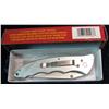 Image 2 : 299. Frost Cutlery Zeppelin Folder Knife 5" Silver Composite  Handle with Red Inserts.