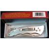 Image 2 : 299. Frost Cutlery Zeppelin Folder Knife 5" Silver Composite  Handle with Red Inserts.