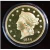 Image 1 : 468. 1854S Copy $20-Dollar Gold. Proof Like.