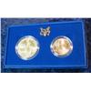 Image 1 : 745. 1986D Half & 86P Silver Dollar Statue of Liberty Set. Uncirculated Original as Issued.
