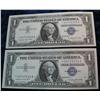 Image 1 : 795. (2) Series 1957A 1-Dollar Silver Certificates. Star Notes Unc.