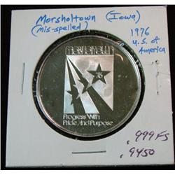 1051. 1776-1976 Morsholtown (msp) (Ia.) U.S. of America Proof .999 FS Medal. Weighs .9450 oz.