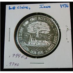 1059. 1834-1976 Le Claire, Ia. .999 Fine Silver Proof Medal. "1846 Birthplace of Buffalo Bill Cody" 