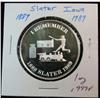 Image 1 : 1064. 1889-1989 Slater, Iowa 1 Ounce .999 Fine Silver Proof Medal. Serial no. 042. Population 1,036.
