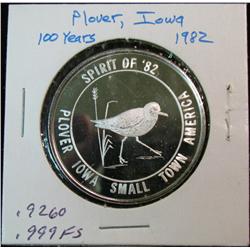 1068. 1983 Plover, Ia. .999 Fine Silver Proof Medal. Weighs .9260 oz. Population: 0 today.