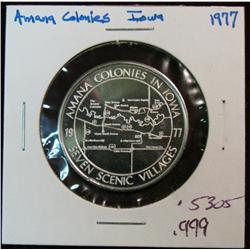1078. 1977 Amana Colonies Proof .999 Fine Silver Medal. Weighs .5305 oz.