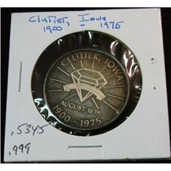 1100. 1900-1975 Clutier, Ia. Proof .999 Fine Silver Medal. Weighs .5345 oz. Population: 440 