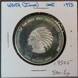 1111. 1873-1973 Wiota, (Iowa) Centennial Proof Sterling Silver Medal. Weighs .9325 oz P population: 