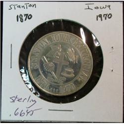 1115. 1870-1970 Stanton, Ia. Centennial Sterling Silver Medal. Weighs .6645 oz.