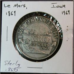 1116. 1869-1969 Le Mars, Ia. Centennial Sterling Silver Medal. Weighs .8695 oz.