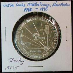 1136. 1945-1970 White Sands Missile Range, N.M. Sterling Silver Medal. Weighs .9175 oz.
