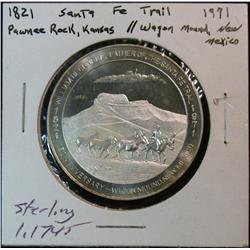 1137. 1821-1971 Santa Fe Trail, Pawnee Rock, Kansas Sterling Silver Medal. Weighs 1.1745 oz.