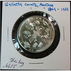 1140. 1864-1964 Gallatin County, Mont. Sterling Silver Medal. Weighs .6615 oz.