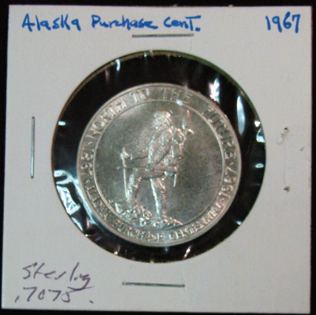 1141. 18671967 Alaska Purchase Centennial BU Sterling Silver Medal. Weighs .7075 oz.