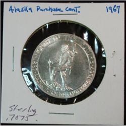 1141. 1867-1967 Alaska Purchase Centennial BU Sterling Silver Medal. Weighs .7075 oz.