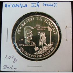 1144. Ho'Omalu Ia Hawaii 1.09 oz. Sterling Silver Proof Medal. Depicts Kamehameha the Great. Kingdom