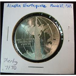 1145. March 27, 1964 Alaska Earthquake Sterling Silver Medal. Weighs .7170 oz. Rare serial no. 2448.