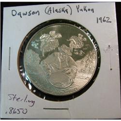 1146. 1962 Dawson First Annual Gold Rush Festival Yukon Sterling Silver Medal. Weighs .8650 oz. Depi