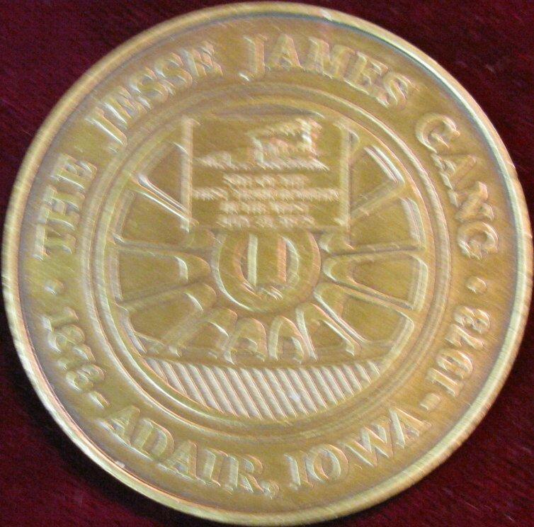 1345. 18731973 "The Jesse James Gang" Adair, Ia. Centennial Medals. 39mm.