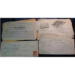 1454. Group of 18 pieces of 1900 Stationery heads, receipts, & etc.