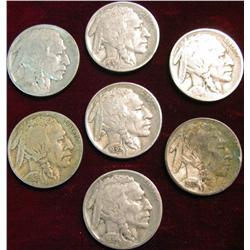 1456. 1924P, 26P, 30P, & 34-37P Buffalo Nickels. Grades up to Fine. (7 pcs.).