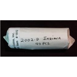 1512. 2002 D Original U.S. Mint Roll Indiana Statehood Quarters.