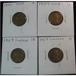 1535. (2) 1909 P & (2) 09P VDB Lincoln Cents. Grades up to F.