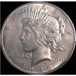 1537. 1923 P U.S. Peace Silver Dollar. AU 55.