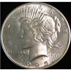 1538. 1925 P U.S. Peace Silver Dollar. Brilliant Unc.