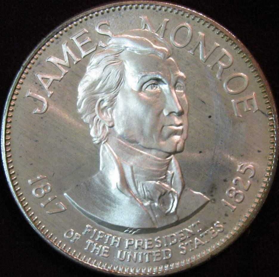 1569 1817 1825 James Monroe Sterling Silver Proof Medal 1 160 Oz