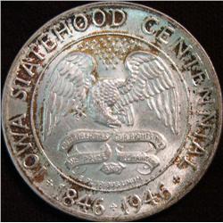 1601. 1946 Iowa Commemorative Silver Half Dollar. MS 68 original toned.
