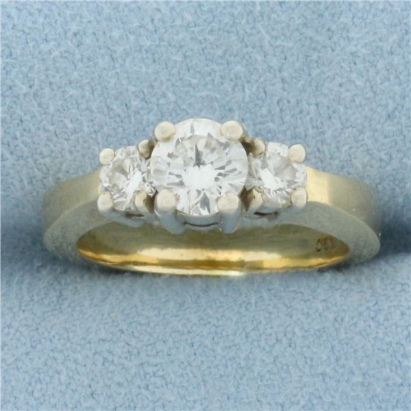 Three Stone Diamond Engagement or Anniversary Ring in 14k Yellow Gold