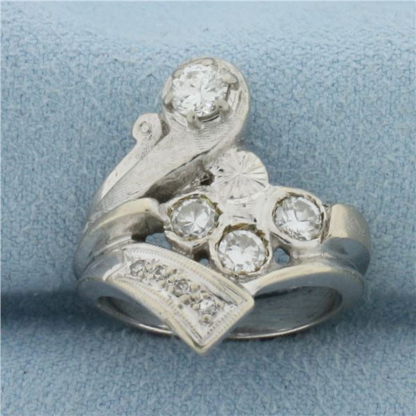 Designer Abstract Design Diamond Ring in 14k White Gold