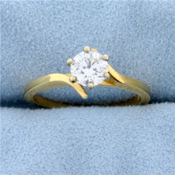 Bypass Diamond Solitaire Engagement Ring in 14k Yellow Gold