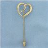Image 1 : Vintage Diamond Heart Pin in 14K Yellow Gold