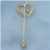 Image 2 : Vintage Diamond Heart Pin in 14K Yellow Gold