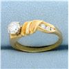 Image 2 : Modern Abstract Design Diamond Ring in 14K Yellow Gold