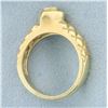Image 3 : Unique Quilted Design Diamond Solitaire Ring in 14K Yellow Gold