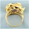 Image 3 : Designer Amethyst Leaf Design Statement Ring in 14K Yellow Gold