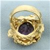 Image 4 : Designer Amethyst Leaf Design Statement Ring in 14K Yellow Gold