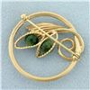 Image 2 : Vintage Designer Jade Pin in 14K Yellow Gold
