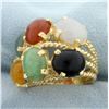 Image 2 : Designer Jade Statement Ring in 14K Yellow Gold