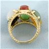 Image 3 : Designer Jade Statement Ring in 14K Yellow Gold