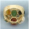 Image 4 : Designer Jade Statement Ring in 14K Yellow Gold